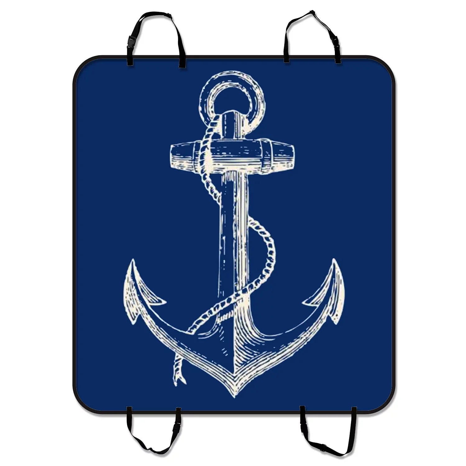 GCKG Blue Anchor Pet Car Seat Cover,Nautical Navy Blue Anchor Pet Car Seat Cover Dog Car Seat Mat Hammock Cargo Mat Trunk Mat For Cars Trucks and SUV 54x60 inches