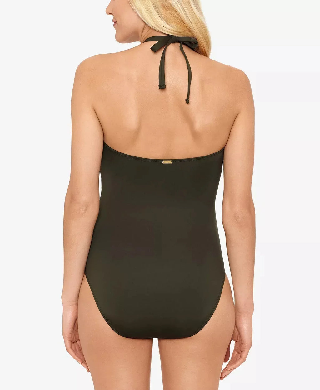 Ralph Lauren OLIVE High-Neck Tummy-Control One-Piece Swimsuit, US 12