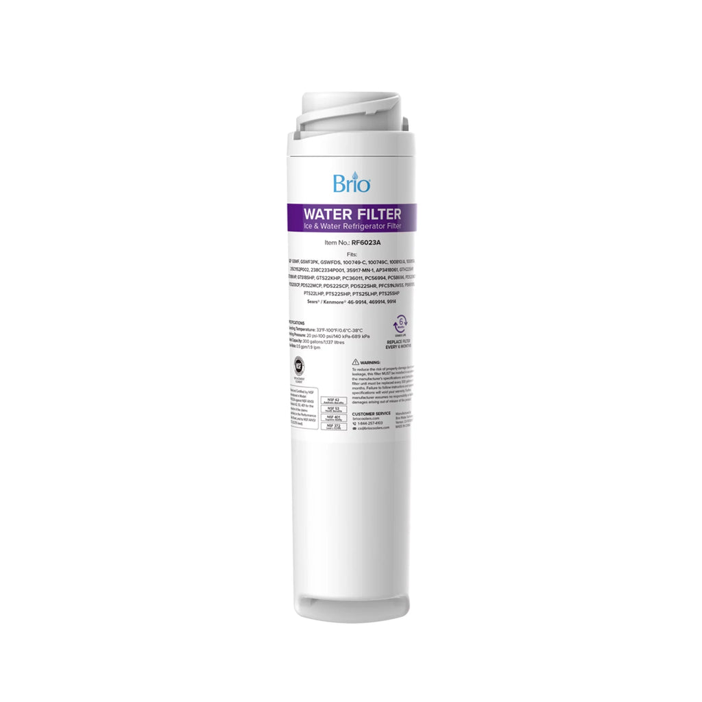 Brio 6023A Refrigerator Water Filter Replacement Compatible WIth GE GSWF, GSWF3PK, GSWFDS, 100749-C, 100749C, 100810/A, 100810A