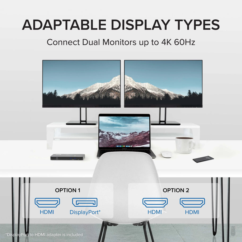 Plugable USB-C and Thunderbolt Dock - 40Gbps with 96W Charging, Compatible with Mac and Windows OS Laptops, DisplayPort and HDMI, 2x USB-C, 3x USB 3.0, Gigabit Ethernet, Audio Jack