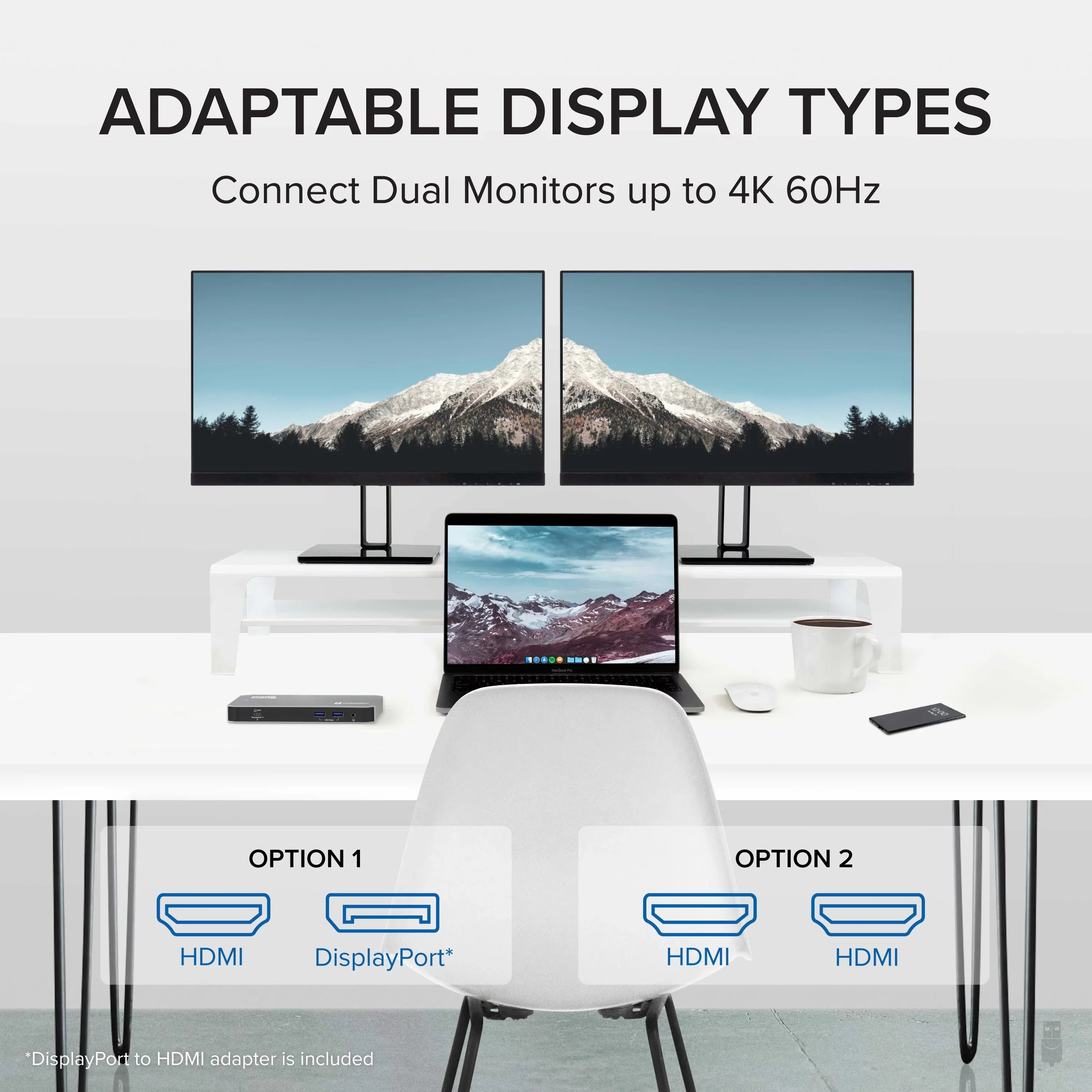 Plugable USB-C and Thunderbolt Dock - 40Gbps with 96W Charging, Compatible with Mac and Windows OS Laptops, DisplayPort and HDMI, 2x USB-C, 3x USB 3.0, Gigabit Ethernet, Audio Jack