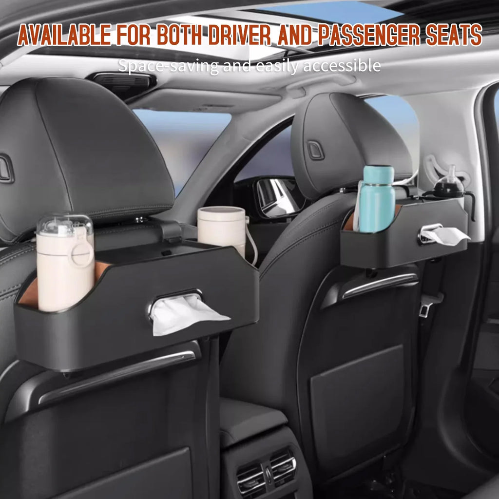 Car Backseat Organizer, Car Headrest Backseat Organizer with Cup Holder, Tissue Box, Headrest Hook, Phone Holder, Multifunctional Storage Box to Organize Toys Phones Bottles Snacks Books