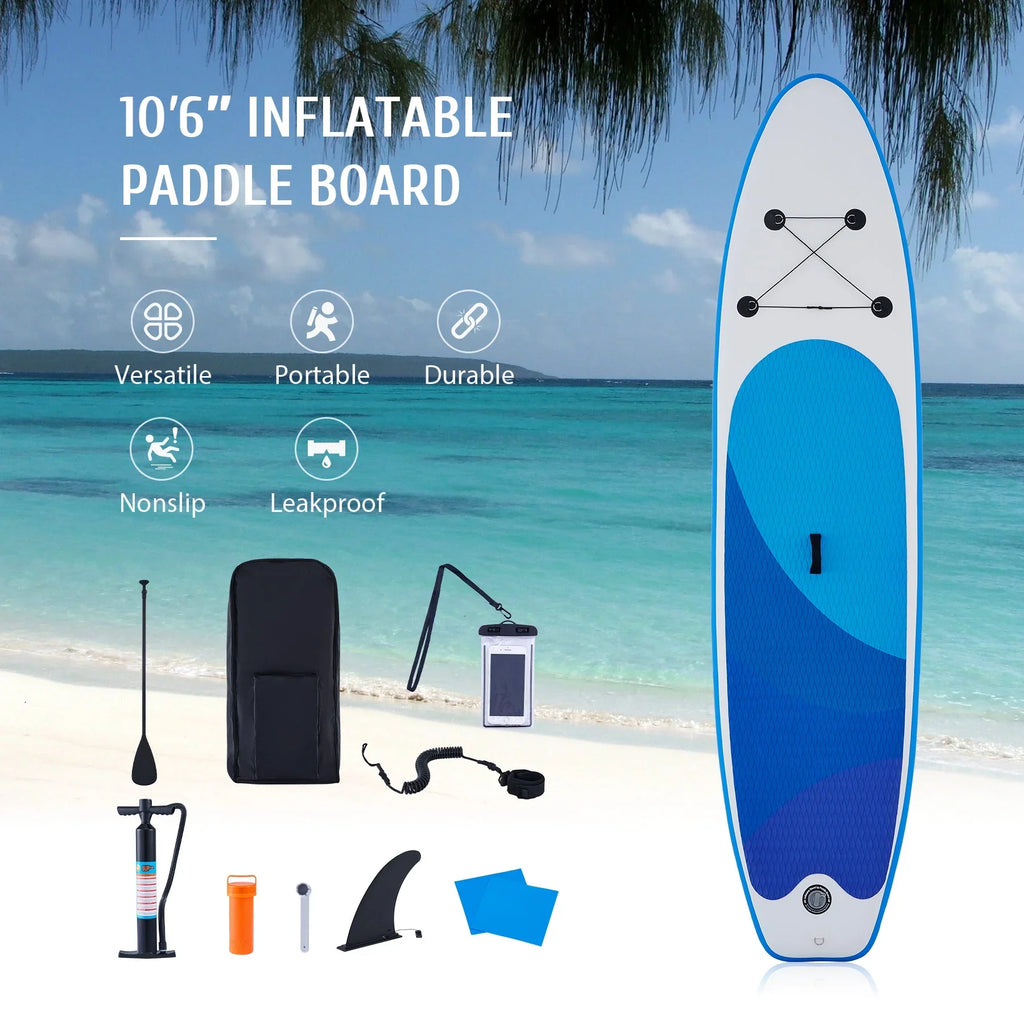 Preenex 10'6" Hybrid Inflatable Paddle Board for Adults Hybrid SUP Board Set w Air Pump, Blue