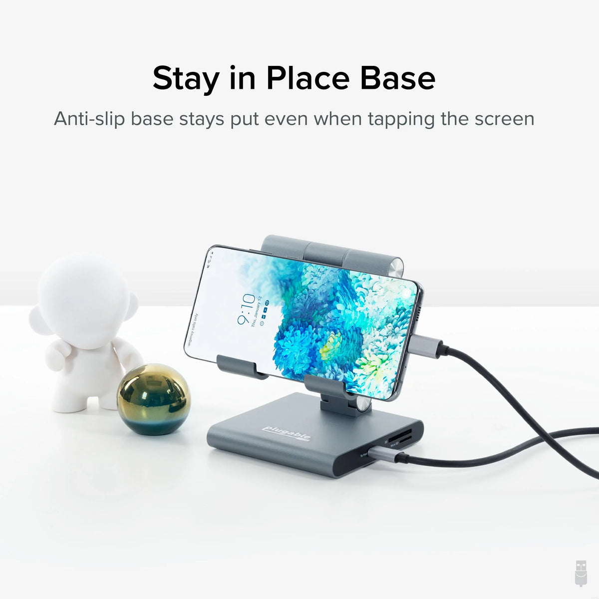 Plugable 8-in-1 USB C Docking Station for iPad with Stand, 100W Pass-through Charging USB-C Hub, 1x HDMI, 2x USB, Audio, and SD, Compatible with Microsoft Windows, iPadOS, USB-C Phones, and Tablets