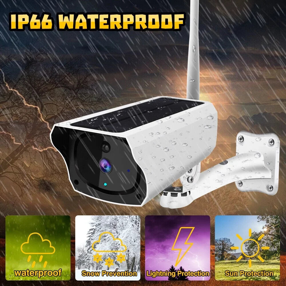 MDHAND 1080P Home Security Camera System Outdoor, Solar Camera Pro Wireless Outdoor Surveillance Camera, IP66, AI Detection + 32 Gigabytes Memory Card