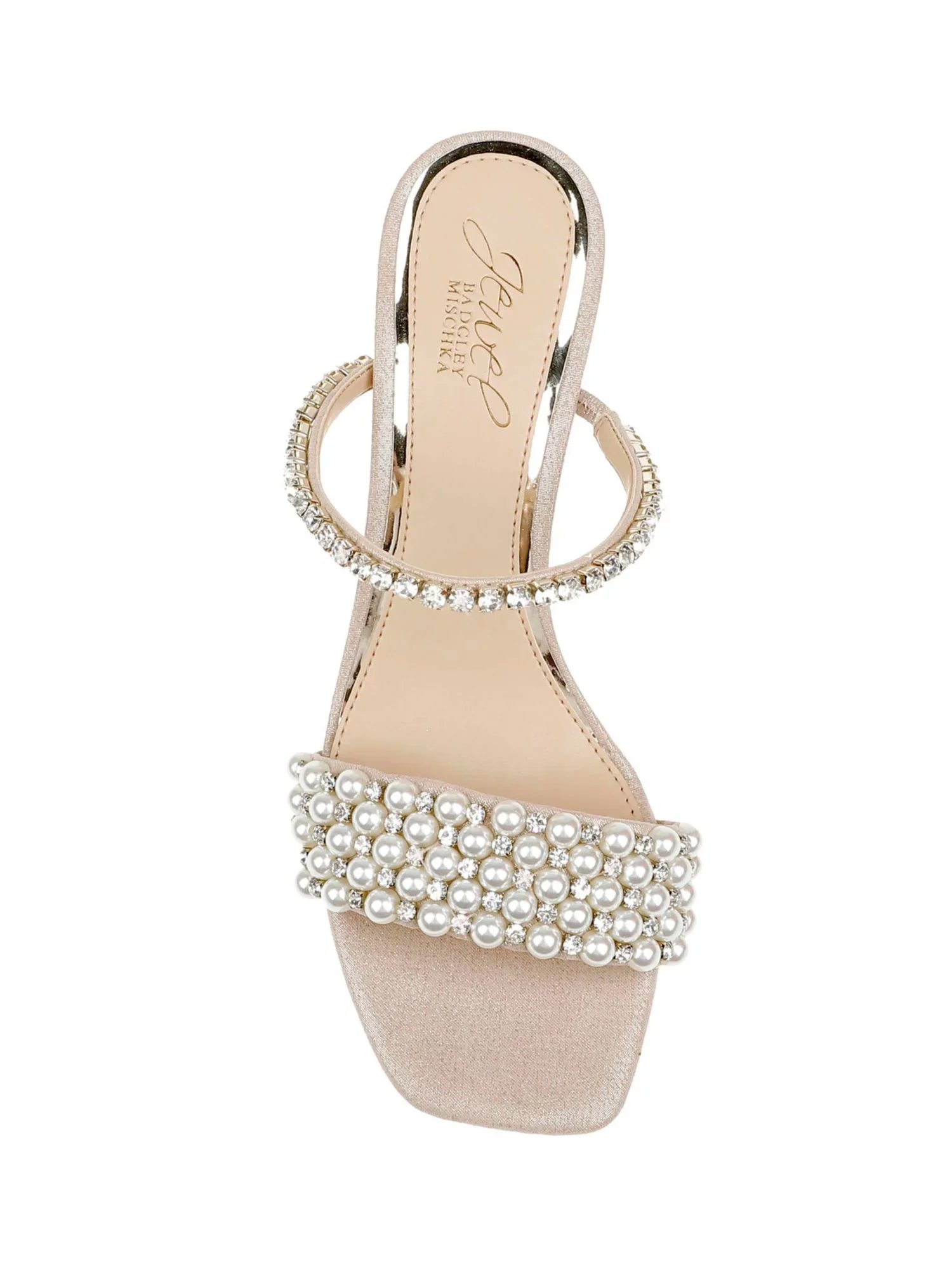 JEWEL BADGLEY MISCHKA Womens Silver Embellished Orsen Square Toe Block Heel Slip On Heeled Sandal 8 M