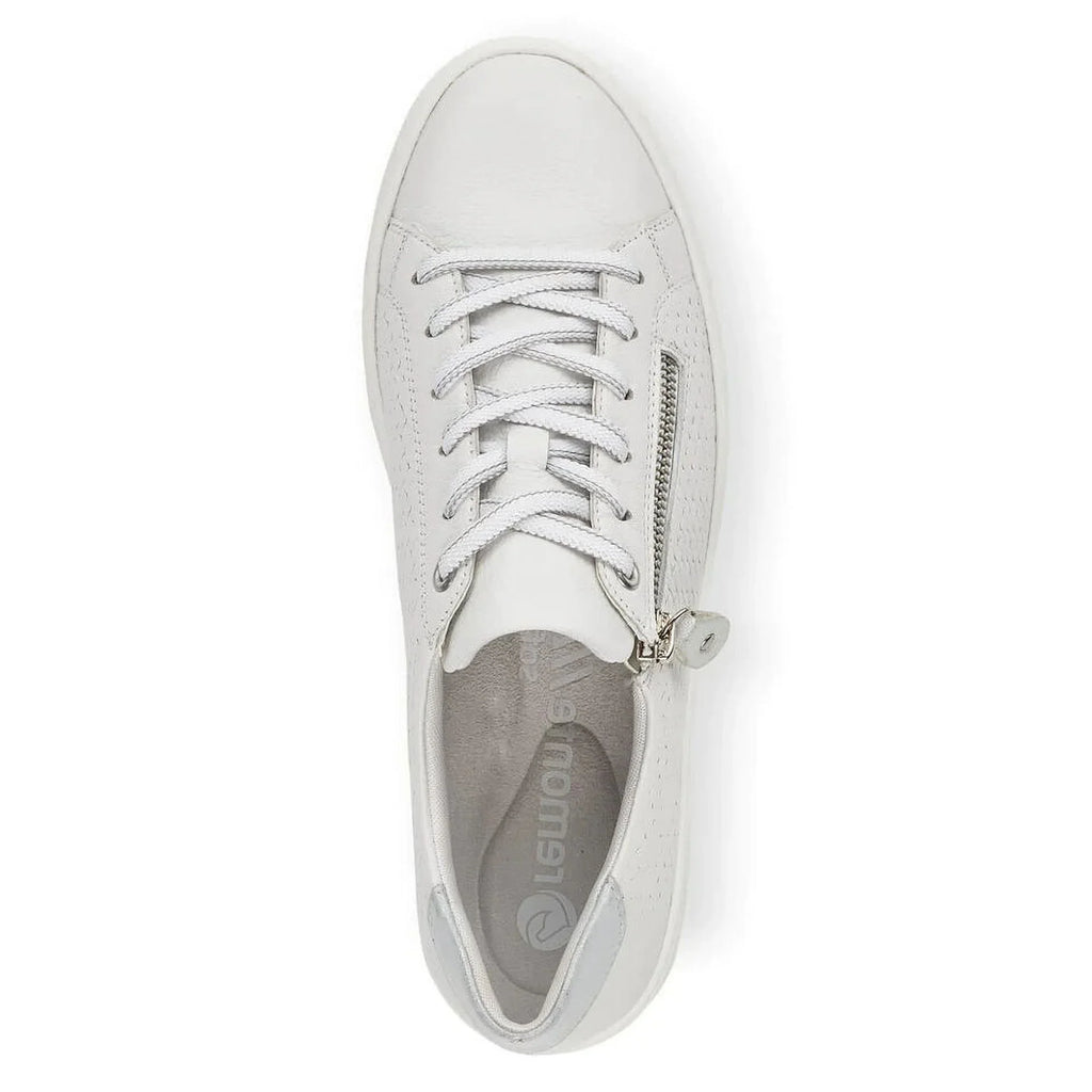 Rieker Women's D0916-80 Side-Zipped Lace-Up Sneakers, White, Size EU 42