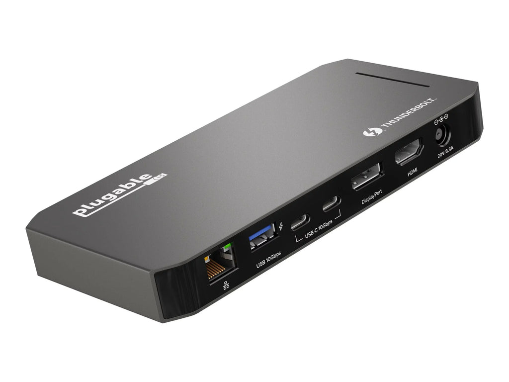 Plugable USB-C and Thunderbolt Dock - 40Gbps with 96W Charging, Compatible with Mac and Windows OS Laptops, DisplayPort and HDMI, 2x USB-C, 3x USB 3.0, Gigabit Ethernet, Audio Jack