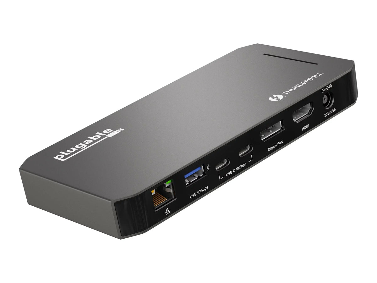 Plugable USB-C and Thunderbolt Dock - 40Gbps with 96W Charging, Compatible with Mac and Windows OS Laptops, DisplayPort and HDMI, 2x USB-C, 3x USB 3.0, Gigabit Ethernet, Audio Jack