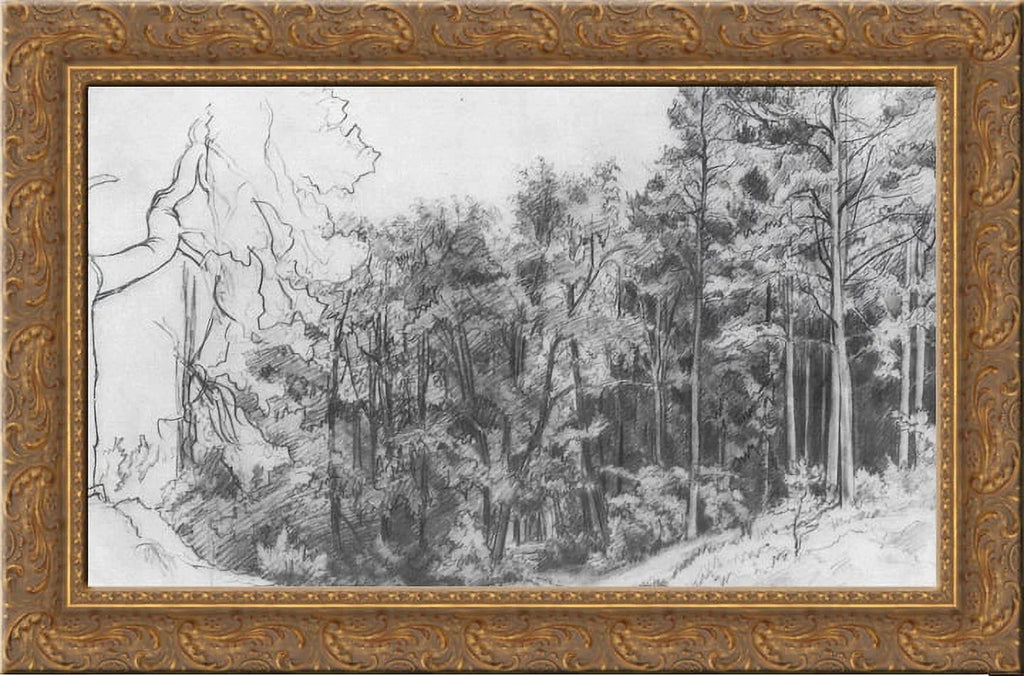 Deciduous Forest 24x18 Gold Ornate Wood Framed Canvas Art by Ivan Shishkin