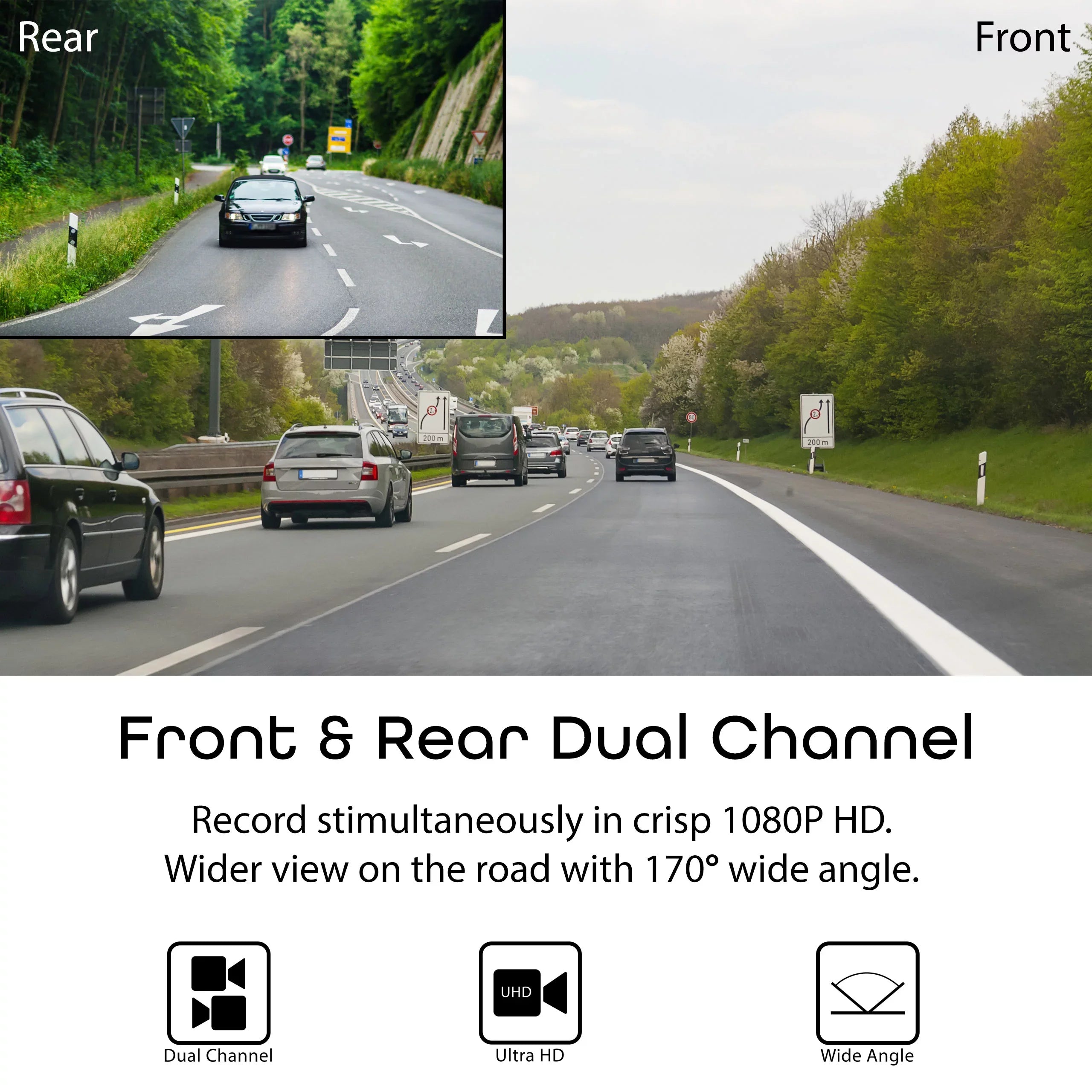 Rexing V1LG FHD 1080p Dual Channel Car Dash Cam