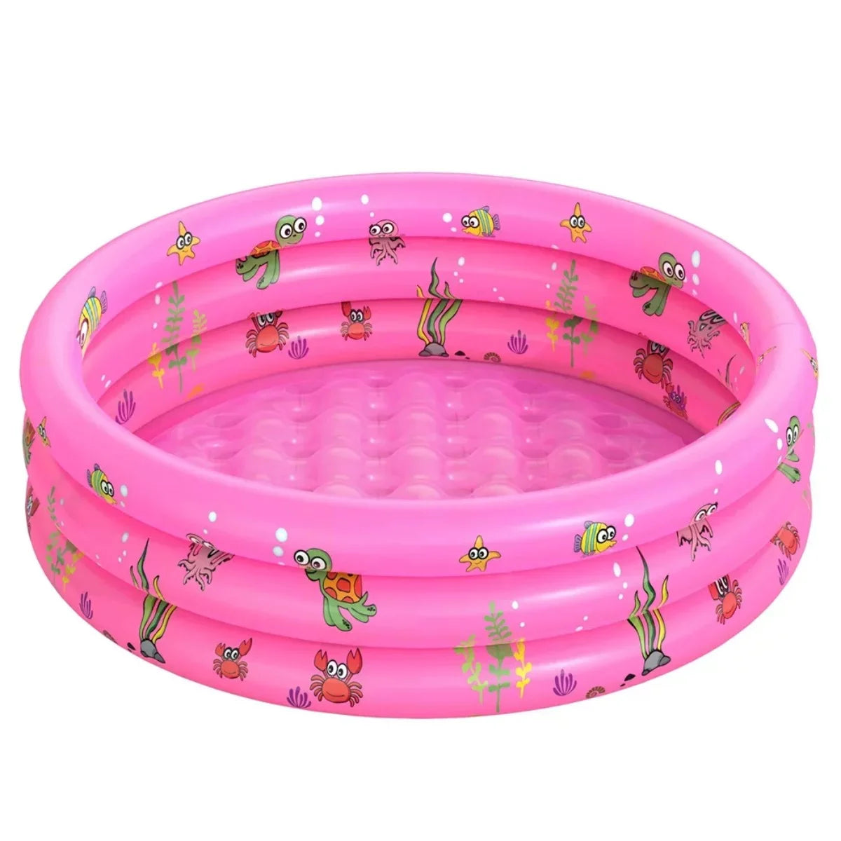Inflatable Baby Pool,Swimming Pool for Kids,Toddler 3 Rings Blow Up PVC Round Padding Pool for Babies Outside Family 51"x13" (Pink)
