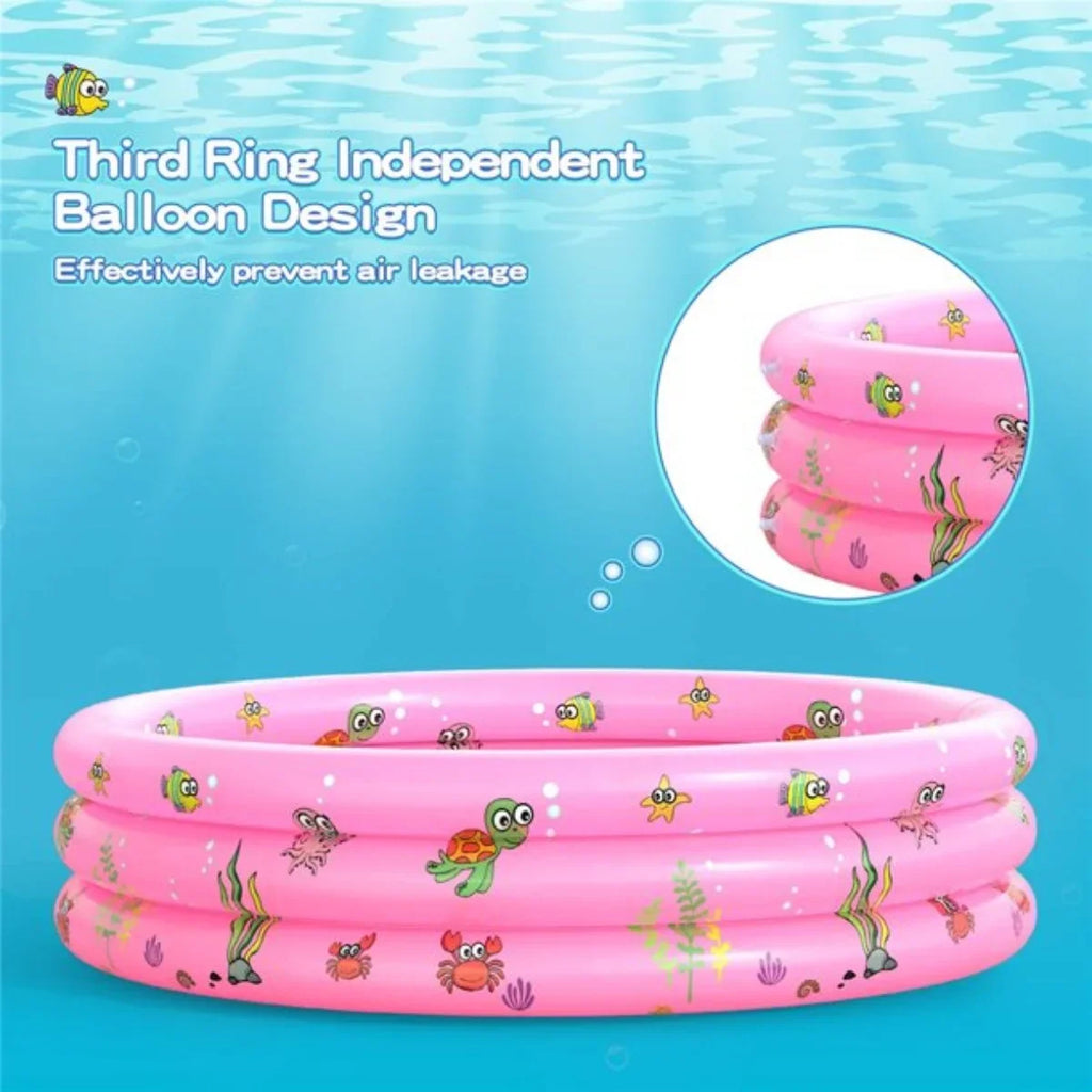Inflatable Baby Pool,Swimming Pool for Kids,Toddler 3 Rings Blow Up PVC Round Padding Pool for Babies Outside Family 51"x13" (Pink)