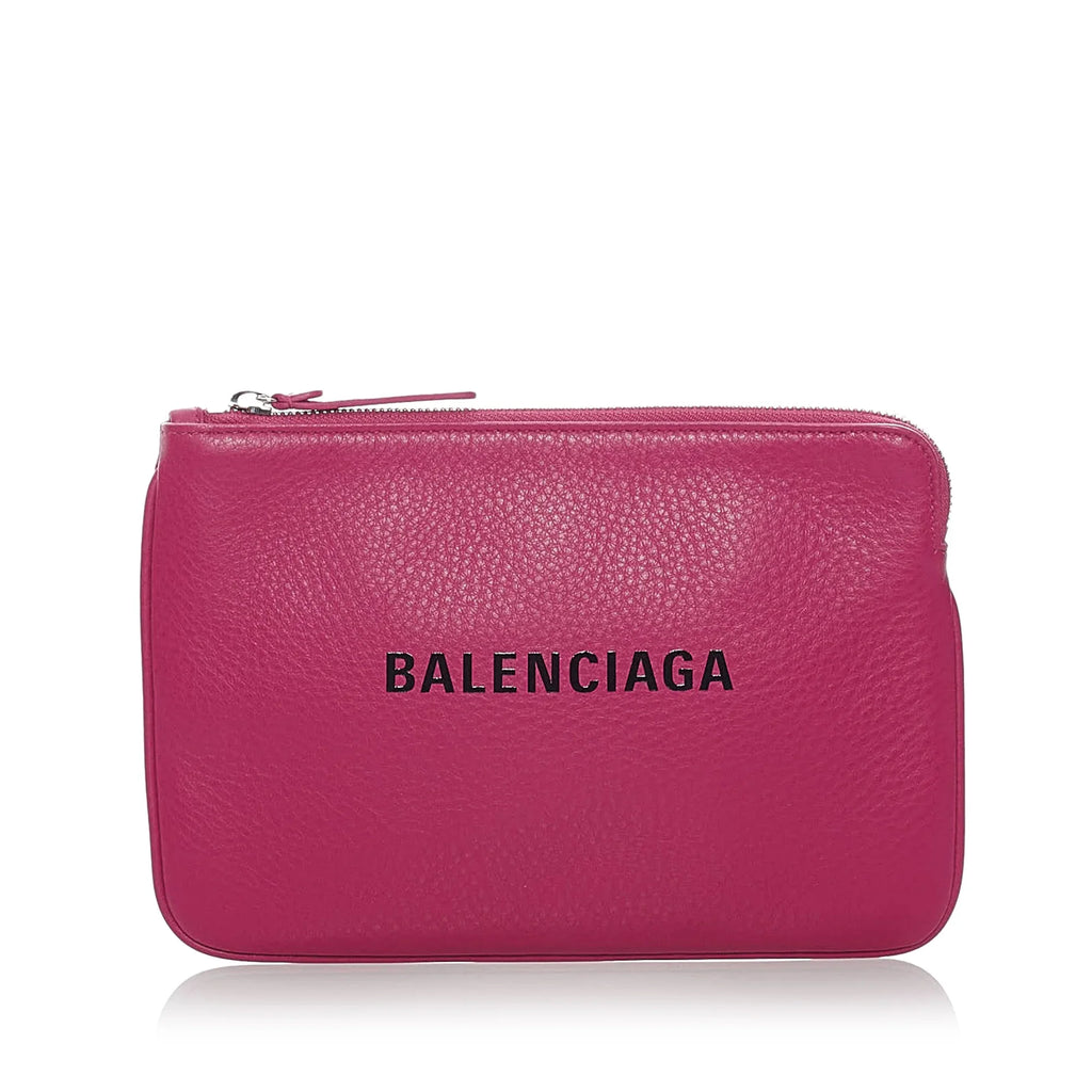 Pre-Owned Authenticated Balenciaga XS Everyday Pouch Calf Leather Pink Women (Good)