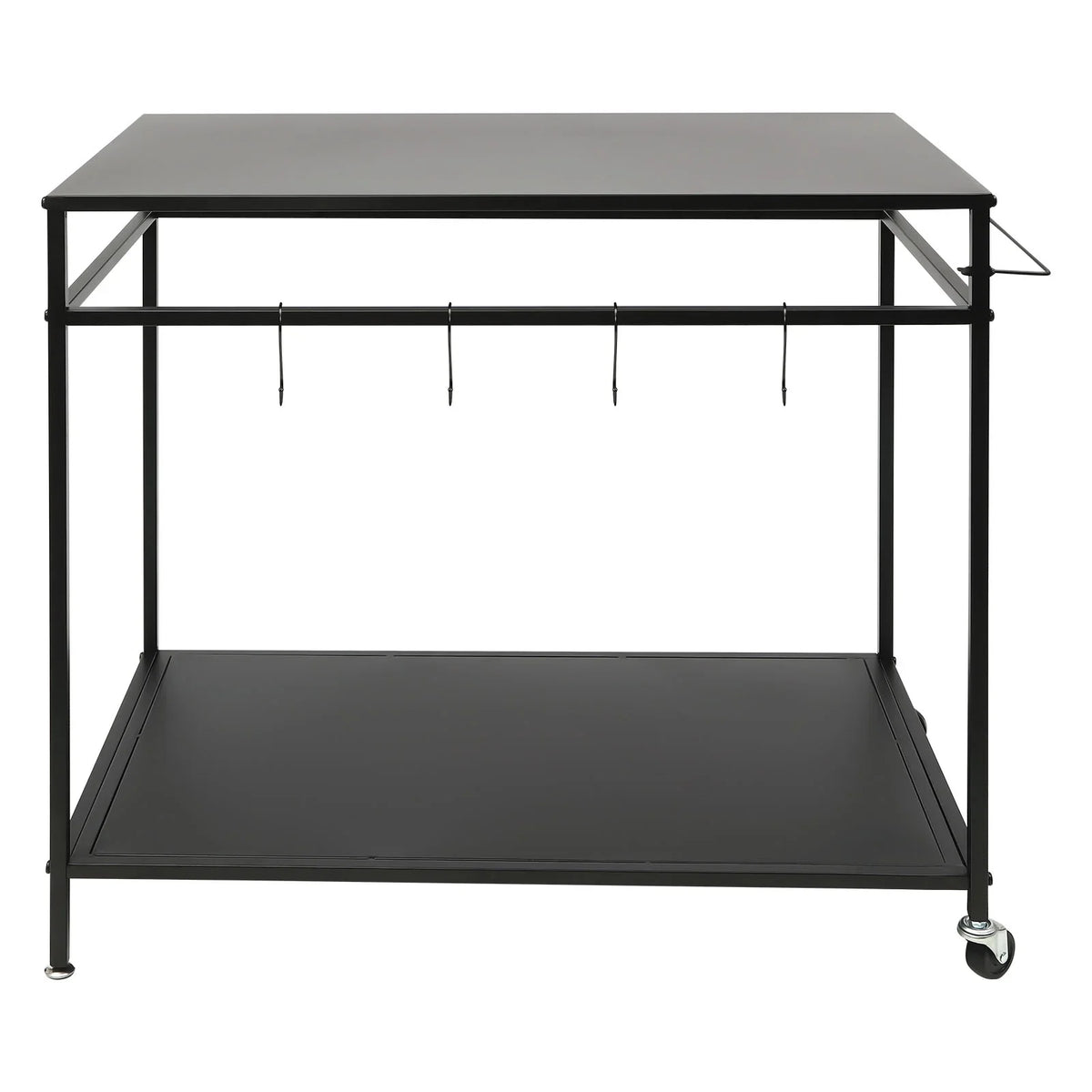 Outdoor Cook Station Table 2-Tier Shelf Food Prep BBQ Grill Serving Cart Movable Rack
