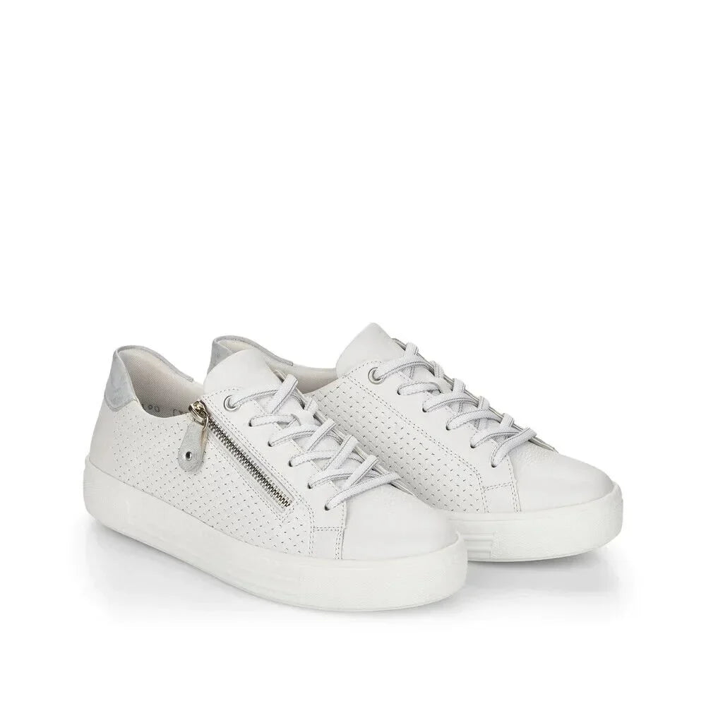Rieker Women's D0916-80 Side-Zipped Lace-Up Sneakers, White, Size EU 42