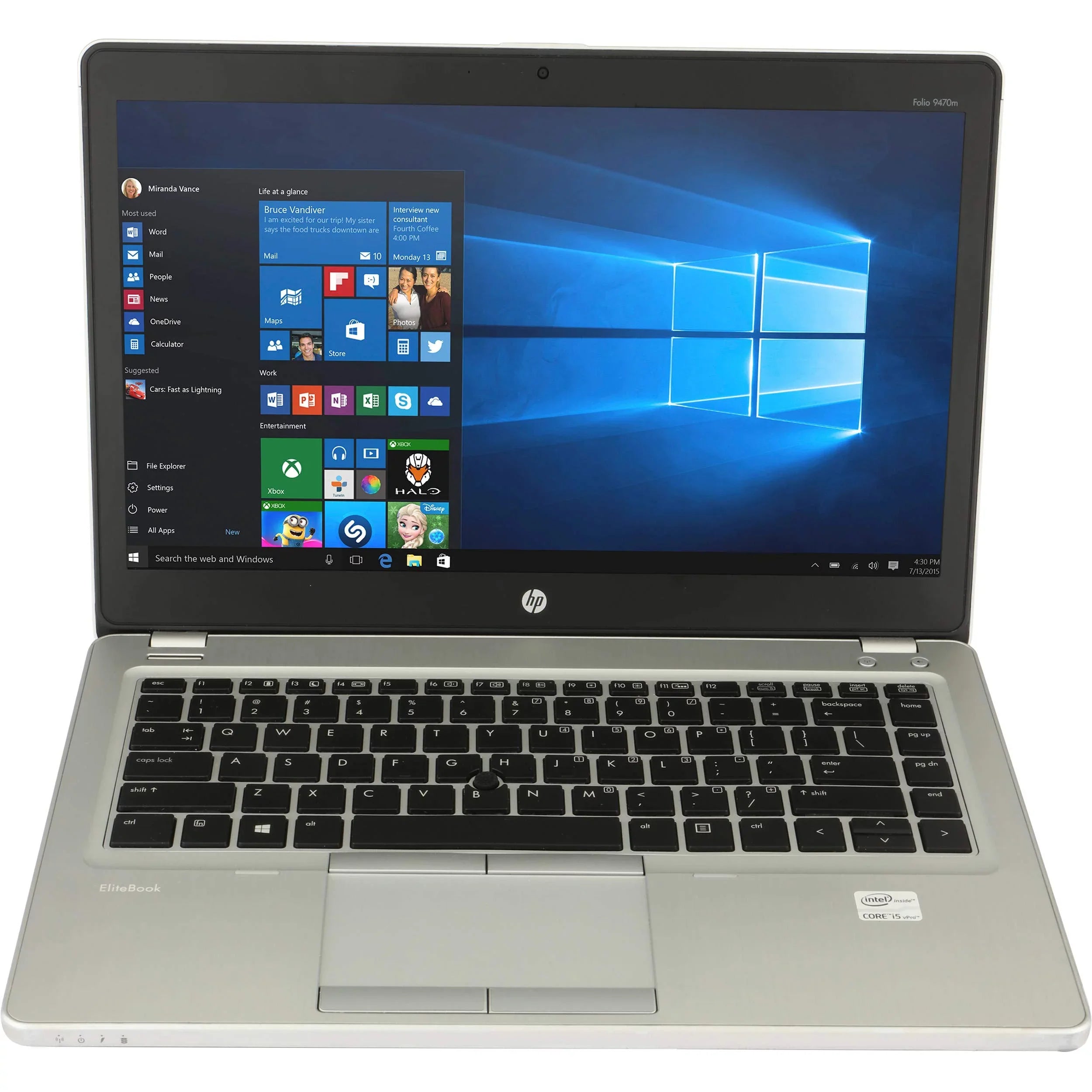 Restored EliteBook Folio 9470M 14" Intel Core Intel Core i5-3437U 1.9GHz 16GB 320G SATA Win OS 10 Professional (Refurbished)