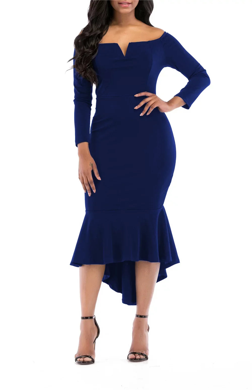 KISSMODA Women's Maxi Dresses 3/4 Long Sleeve Casual V Neck Bodycon Cocktail Bridesmaid Formal Dresses Party Ball Prom