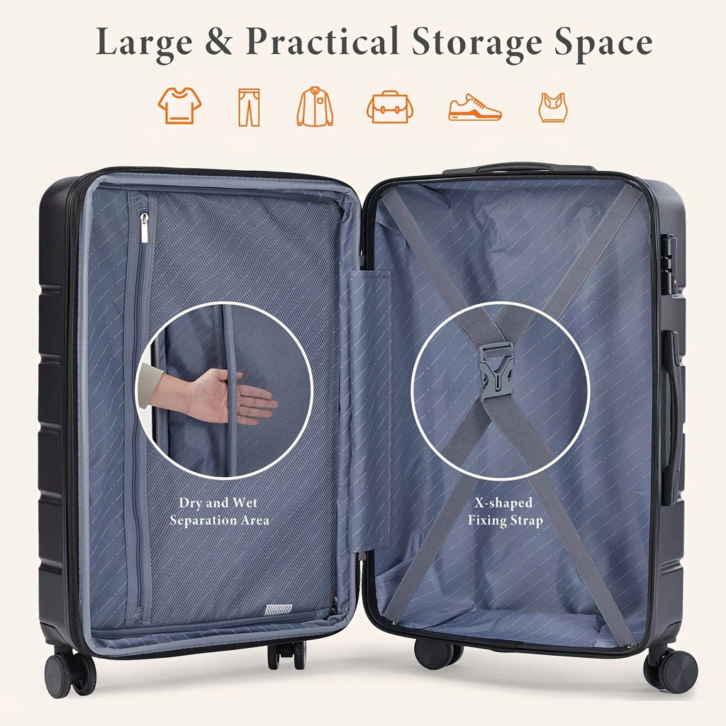 Lightweight Carry-On Trolley Suitcase – TSA Lock, Durable Double Spinner Wheels – Secure & Convenient Travel Case for Jetsetters