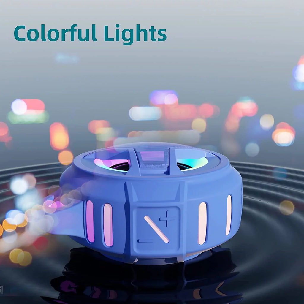 EBODA Waterproof Bluetooth Shower Speaker, IPX7 Floating Portable Wireless Small Speakers, 24H Playtime with Light for Hiking, Pool, Beach, Kayak Accessories, Gifts for Men, Boys - Light Blue