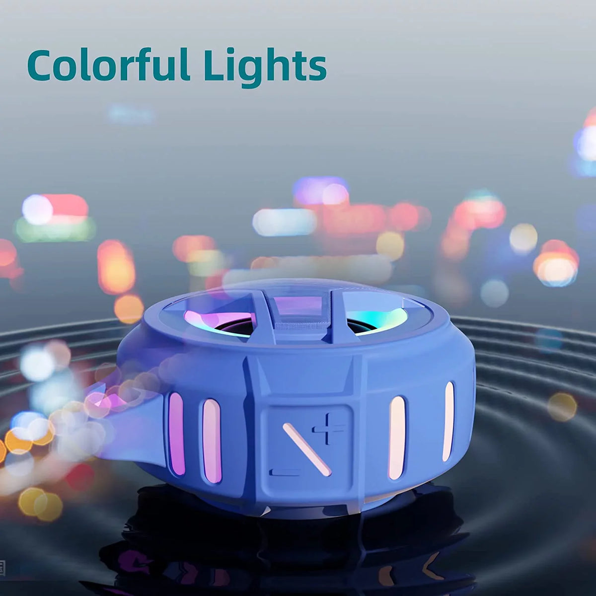 EBODA Waterproof Bluetooth Shower Speaker, IPX7 Floating Portable Wireless Small Speakers, 24H Playtime with Light for Hiking, Pool, Beach, Kayak Accessories, Gifts for Men, Boys - Light Blue