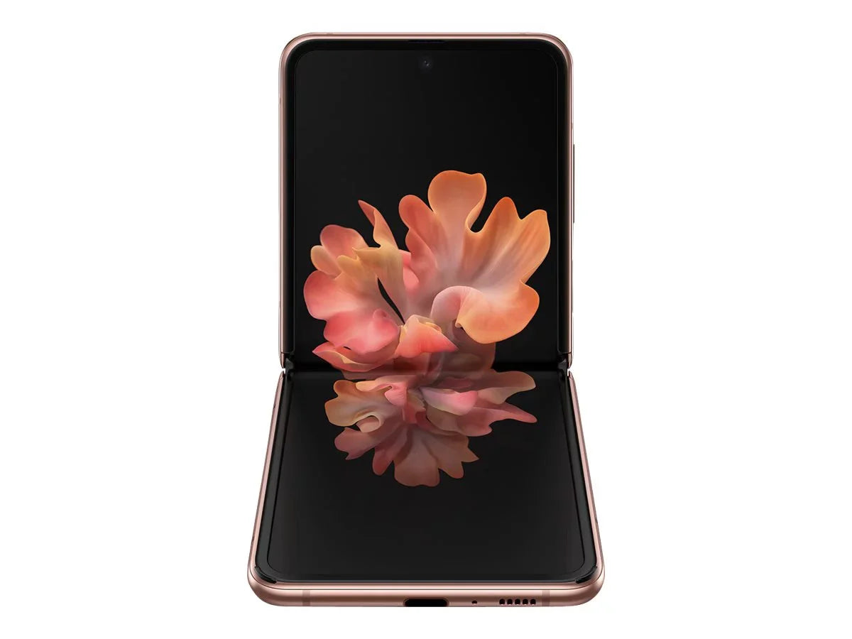 Samsung Galaxy Z Flip 5G - 5G smartphone - dual-SIM - RAM 8 GBs / Internal Memory 256 GBs - OLED display - 6.7" - 2636 x 1080 pixels - 2x rear cameras 12 MP, 12 MP - front camera 10 MP - mystic bronze