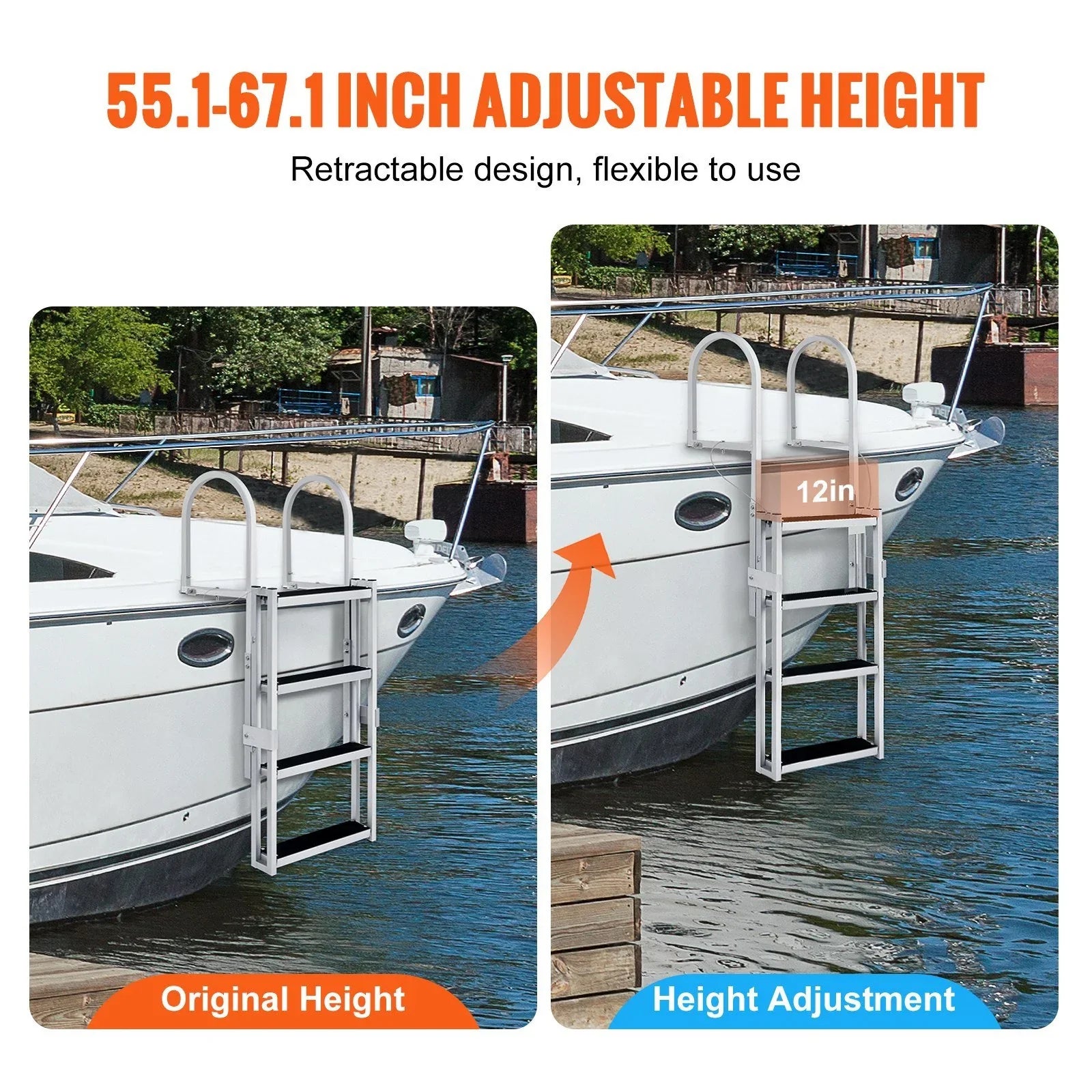 Vevor Retractable 4 Steps, 350 lbs Load Capacity Dock Ladder