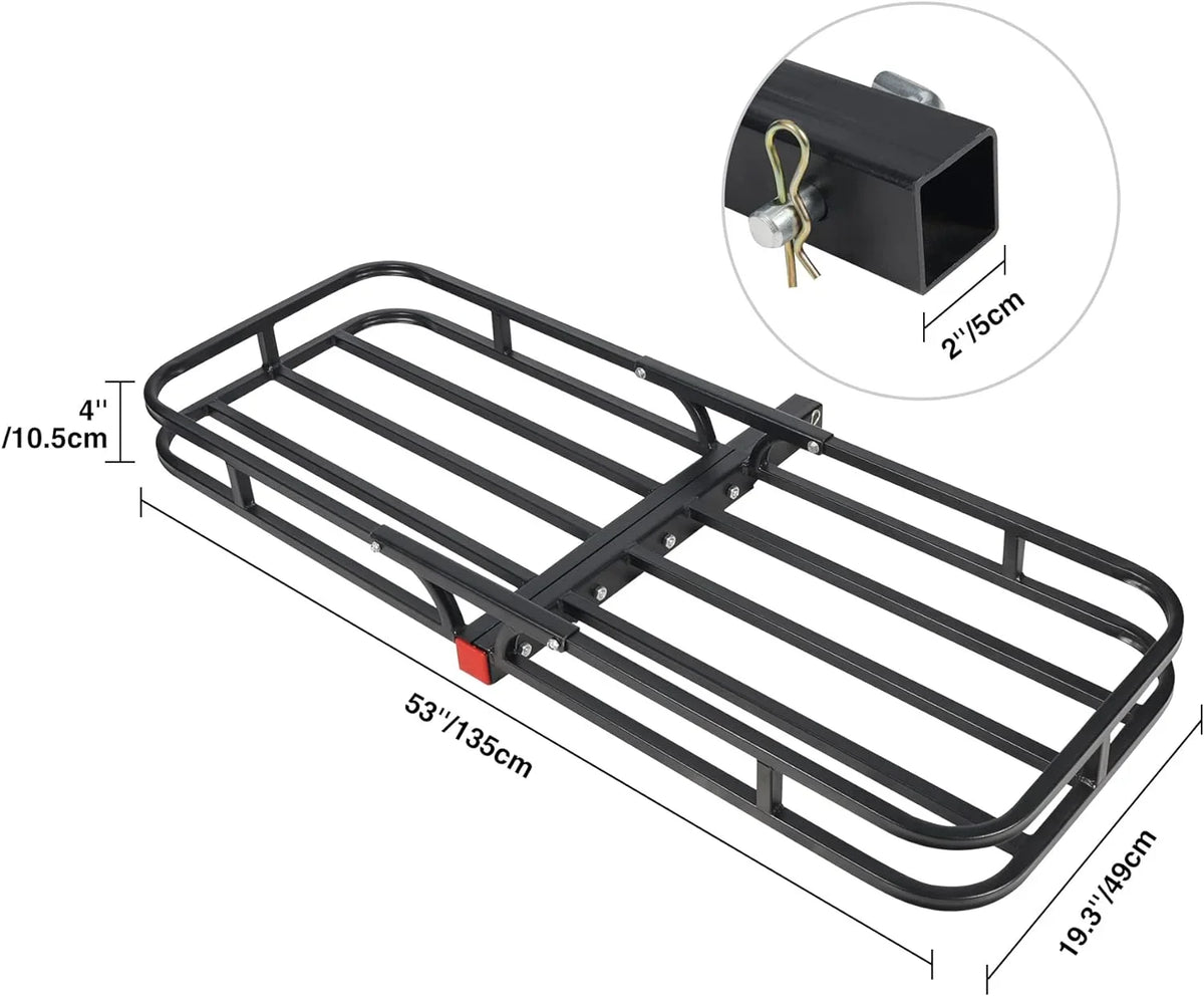 REDCAMP Folding Hitch Cargo Carrier Basket 500 lbs, 53" x 19.3" x 4" Trailer Hitch Luggage Rack for SUV, Truck, Cars, Small