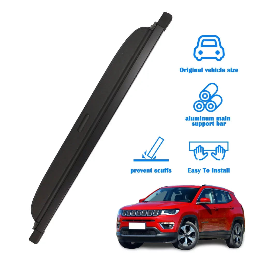 Fit Jeep Compass Patriot 2007-2016 Retractable Cargo Cover for 2007 2008 2009 2010 2011 2012 2013 2014 2015 2016 Jeep Patriot Compass SUV Accessory Black Rear Trunk Security Shade Cover