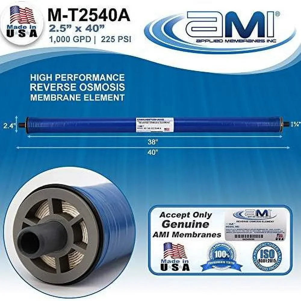 Reverse Osmosis Membrane For Tap Water | 1,000 GPD At 225 Psi | 99.5% Rejection | Replacement RO Membrane | M-T2540A