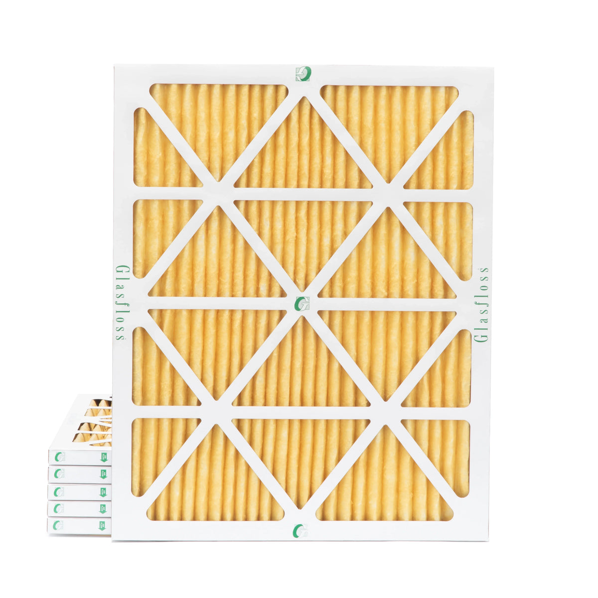 6 Pack of 20x22x1 MERV 11 Pleated Air Filters by Glasfloss. Actual Size: 19-1/2 x 21-7/8 x 7/8