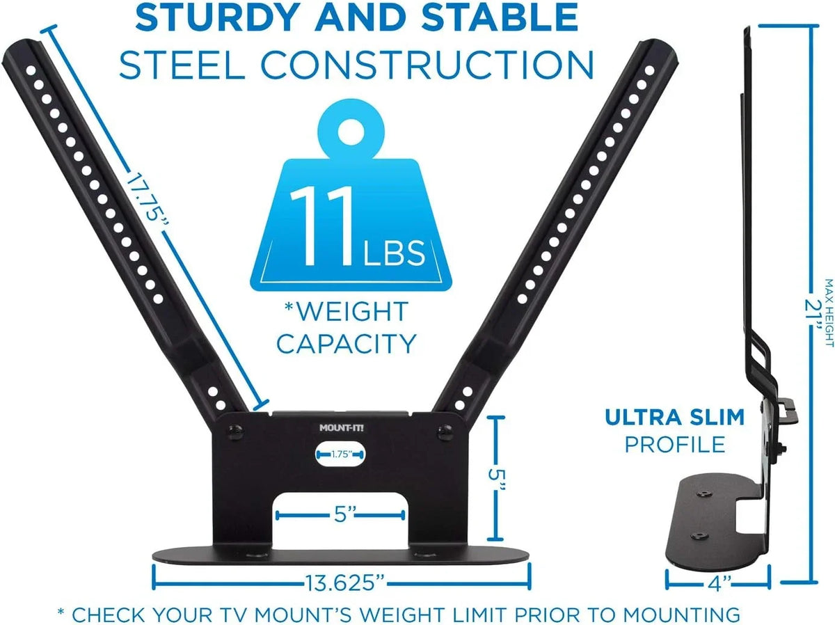 Mount-It! Sound Bar TV Mounting Shelf Compatible with Sonos Beam Speaker | Soundbar Mount Bracket Kit for Televisions with 200mm - 600mm VESA Mounting Pattern