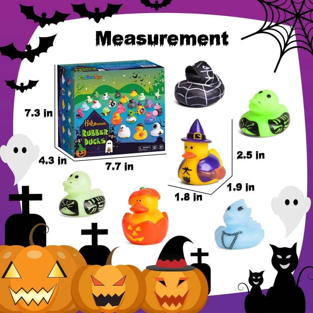 Fun Little Toys 24 Pcs Halloween Rubber Ducks,Rubber Ducks Bath Toys for Baby Showers,Halloween Decor Trick or Treat,Halloween Party Favors