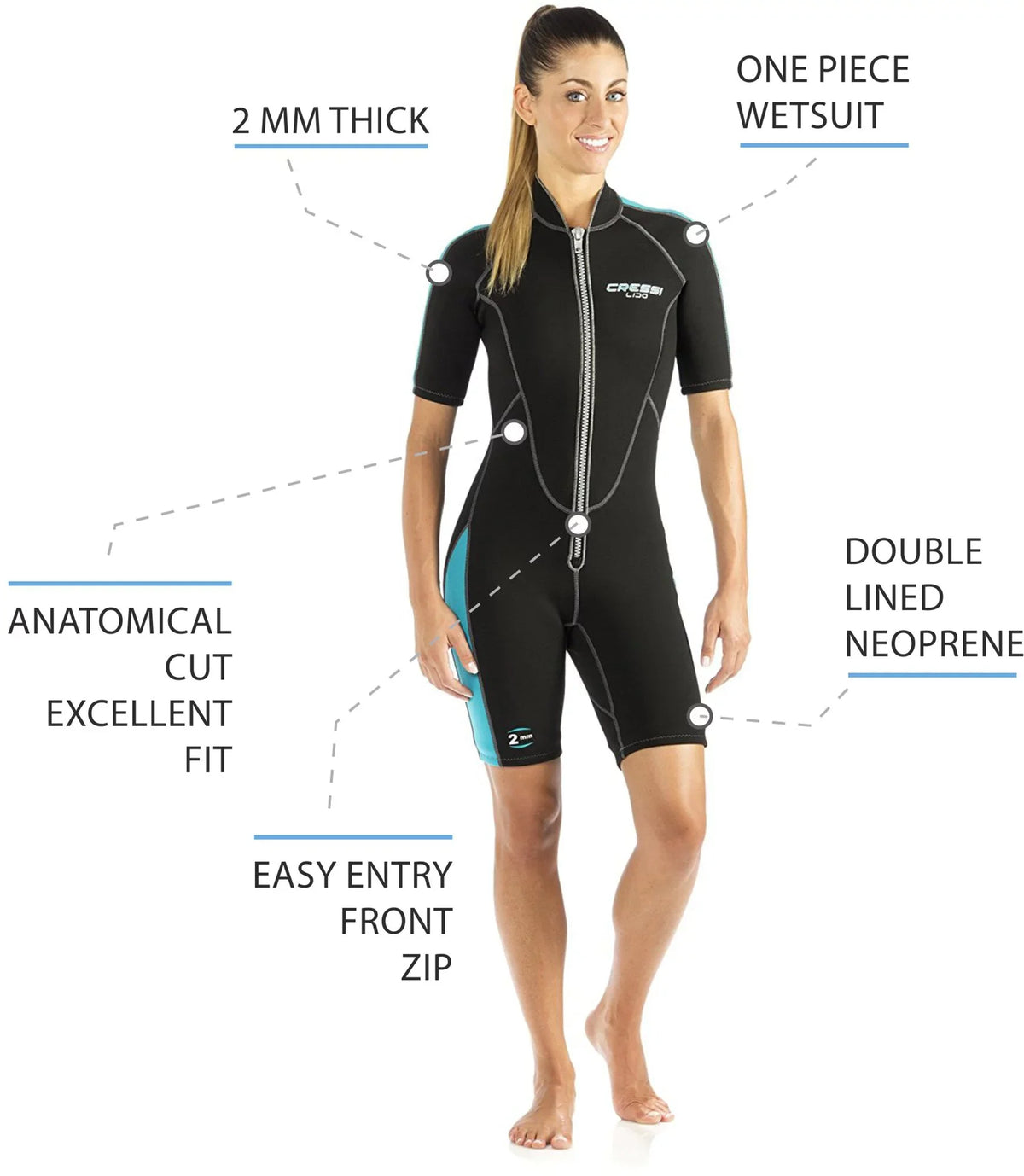 Cressi 2mm Lido Women's Shorty Wetsuit