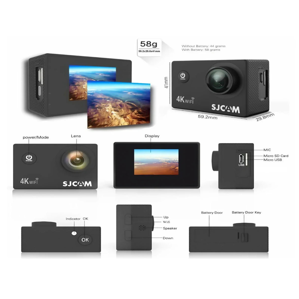 moobody SJ4000AIR 4K Sports Camera with WiFi , Share Your Adventures with 16MP Photos and 2,inch IPS Screen!
