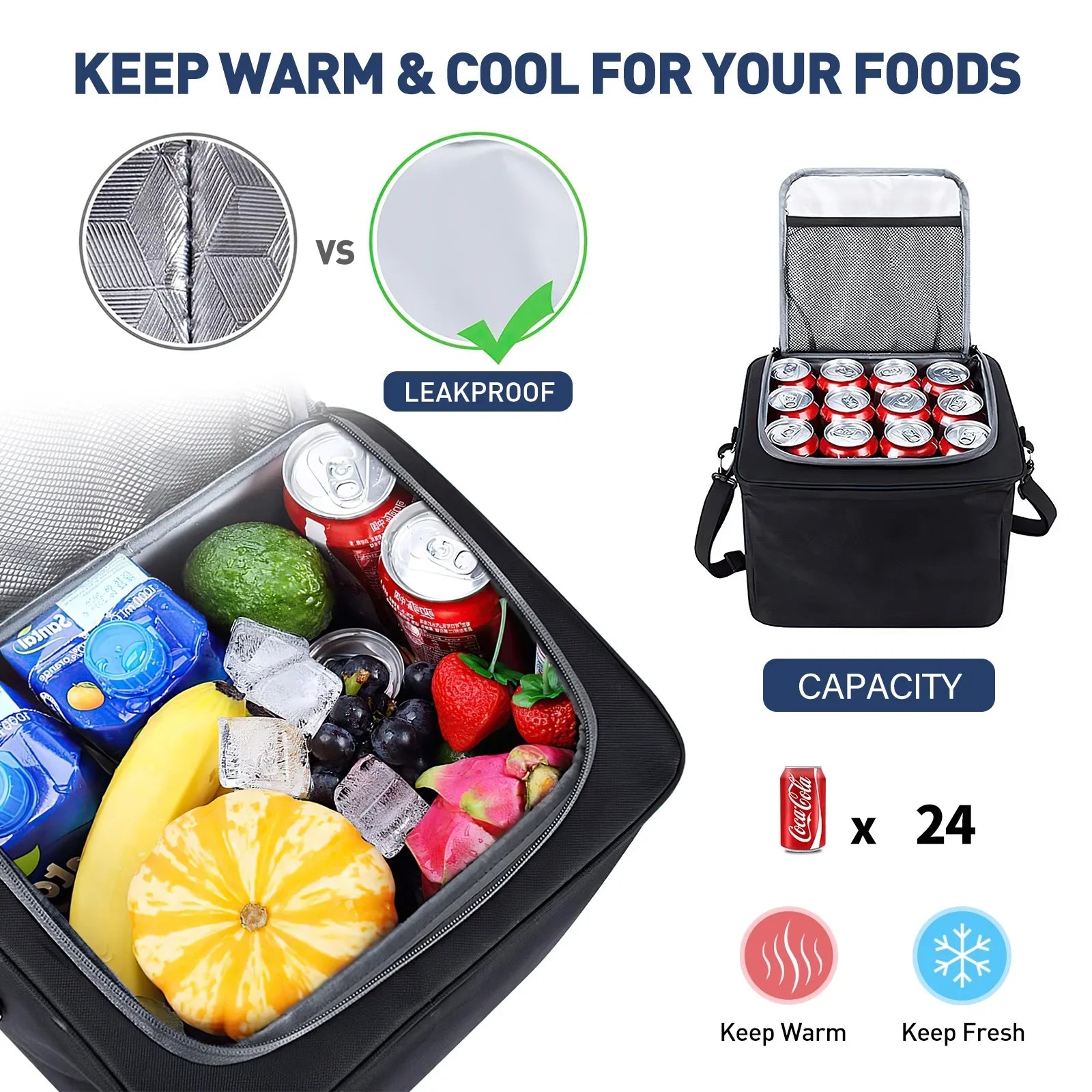 Car Trunk Storage Organizer, 4 in 1 Multi Compartment Collapsible Trunk Storage Box with Leakproof Insulated Cooler Bag for Car Truck SUV